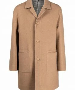 Fendi single-breasted virgin wool-blend coat