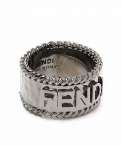 Fendi debossed-logo ring