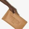 Fendi debossed-logo leather clutch bag