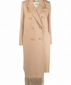 Fendi fringed double-breasted coat