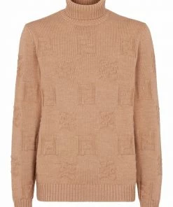 Fendi monogram-pattern roll-neck top