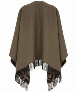 Fendi FF-pattern fringed poncho