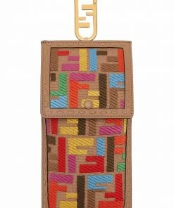Fendi FF-logo print leather phone pocket