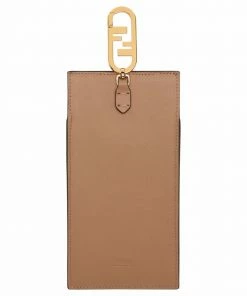 Fendi FF-logo print leather phone pocket