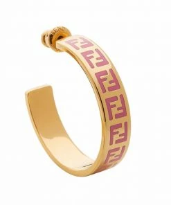Fendi FF logo-print hoop earrings