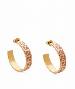 Fendi FF logo-print hoop earrings