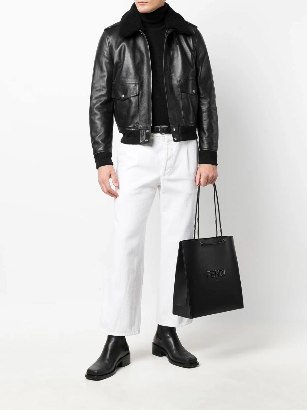 Hot Sale π Fendi Logo embossed leather tote bag tote bags of men π 4 Fendi logo-embossed leather tote bag