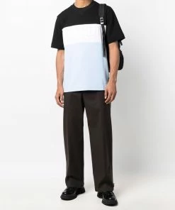 Fendi embossed-logo striped T-shirt