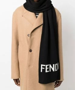 Fendi intarsia-knit logo scarf
