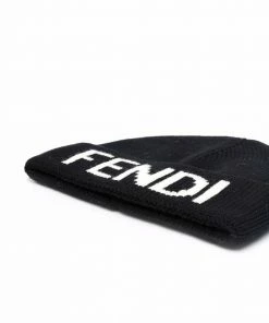 Fendi intarsia-knit logo wool beanie
