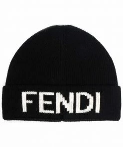 Fendi intarsia-knit logo wool beanie