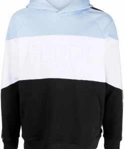 Fendi colour-block cotton hoodie