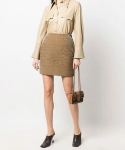 Fendi monogram-embossed velvet skirt