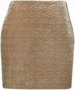 Fendi monogram-embossed velvet skirt