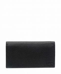 Fendi long grained leather wallet