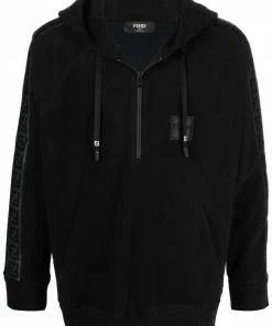 Fendi logo-tape drawstring hoodie