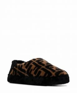 Fendi FF-print shearling slippers