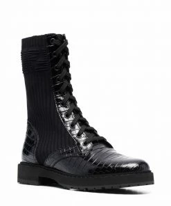 Fendi multi-panel lace-up boots