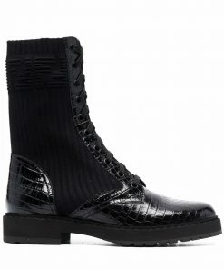 Fendi multi-panel lace-up boots