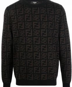 Fendi FF-logo intarsia-knit wool jumper