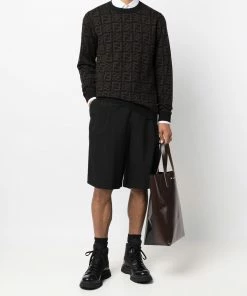 Fendi FF-logo intarsia-knit wool jumper