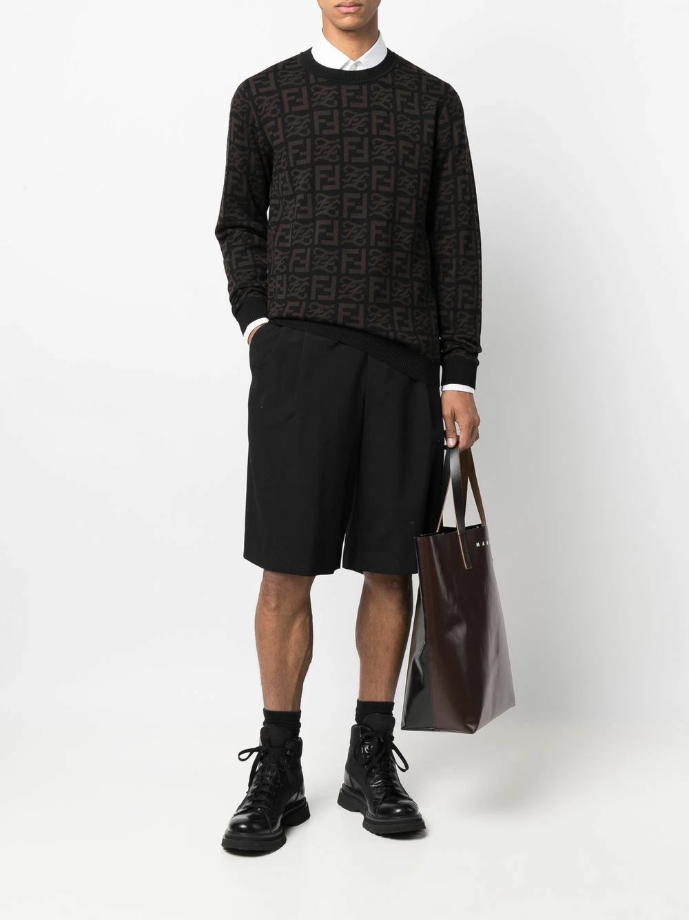 Budget π₯ Fendi FF logo intarsia knit wool jumper knitted sweaters of men π 4 Fendi FF-logo intarsia-knit wool jumper