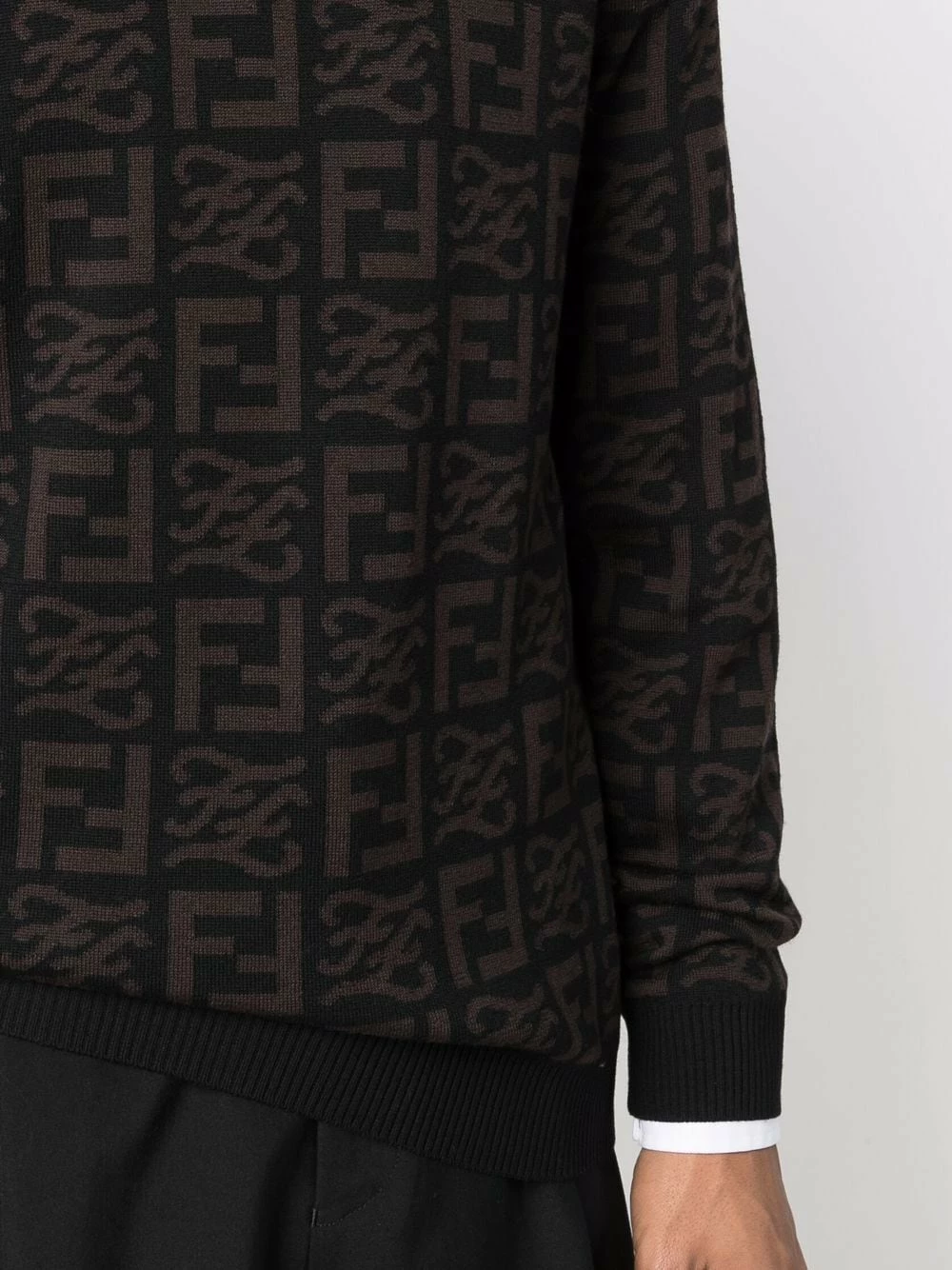 Budget π₯ Fendi FF logo intarsia knit wool jumper knitted sweaters of men π 7 Fendi FF-logo intarsia-knit wool jumper