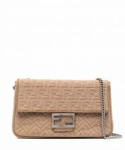 Fendi FF logo-print leather shoulder bag